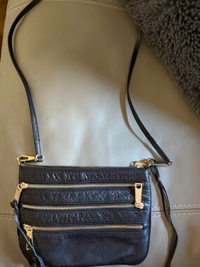 Rebecca Minkoff Black Leather Crossbody with Gold Zippers